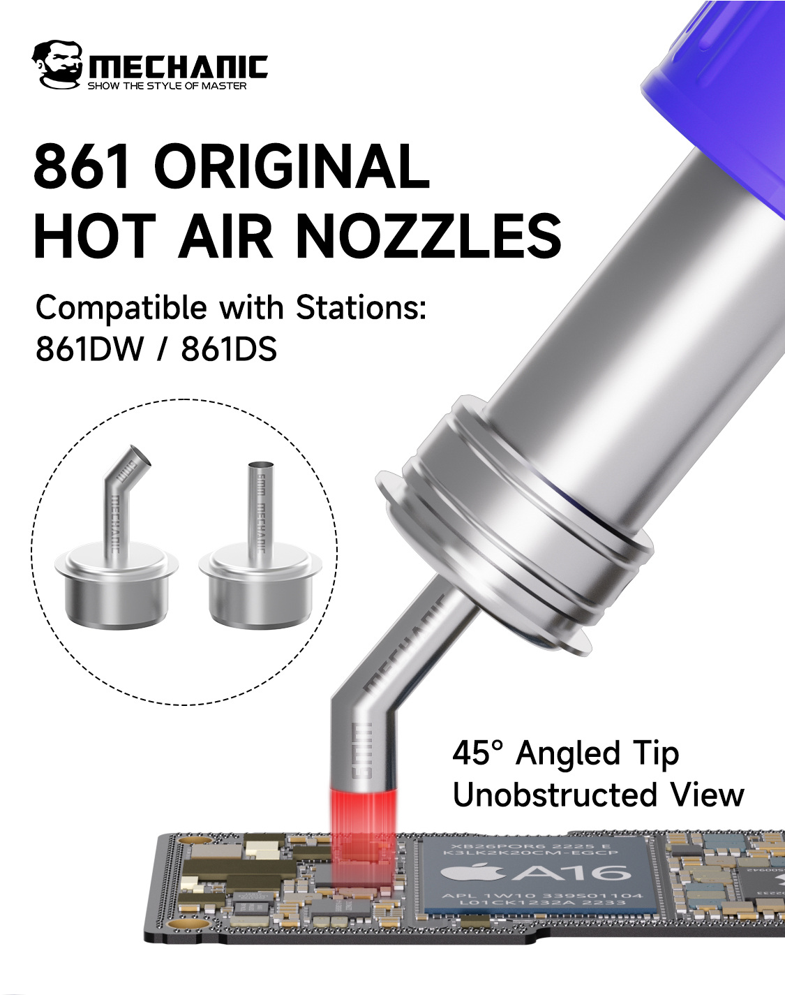 Hot Air Rework Station 861Dw - Kit de Boquillas de Aire Caliente